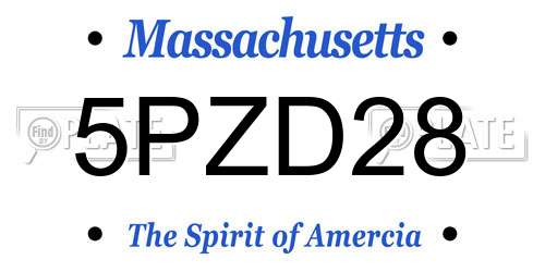 5PZD28 Massachusetts License Plate