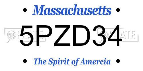 5PZD34 Massachusetts License Plate