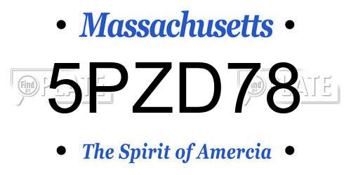 5PZD78 Massachusetts License Plate