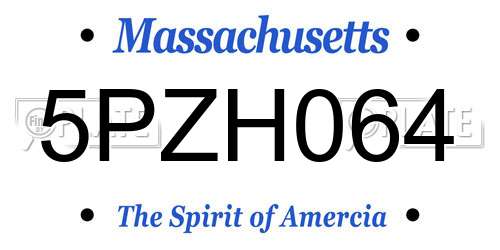 5PZH064 Massachusetts License Plate