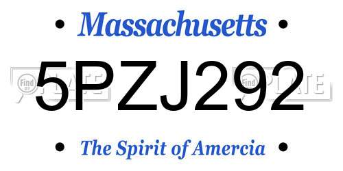 5PZJ292 Massachusetts License Plate