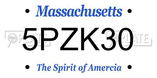 5PZK30 Massachusetts License Plate