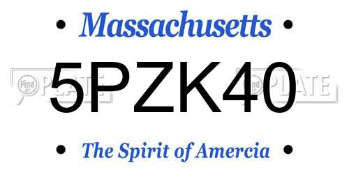 5PZK40 Massachusetts License Plate