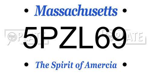 5PZL69 Massachusetts License Plate