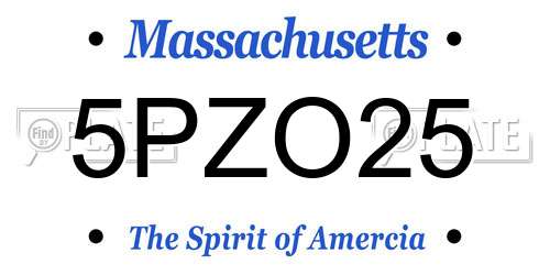 5PZO25 Massachusetts License Plate