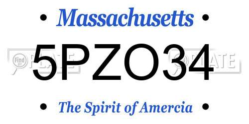5PZO34 Massachusetts License Plate
