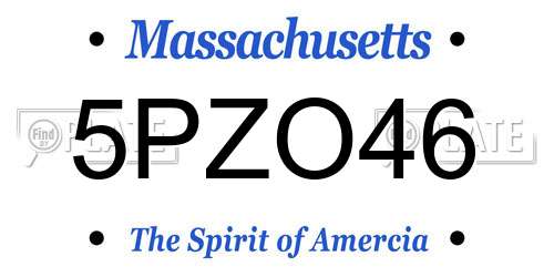 5PZO46 Massachusetts License Plate