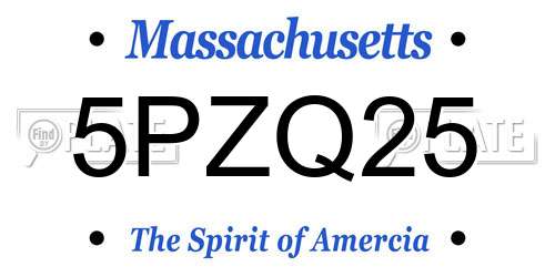 5PZQ25 Massachusetts License Plate