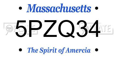 5PZQ34 Massachusetts License Plate