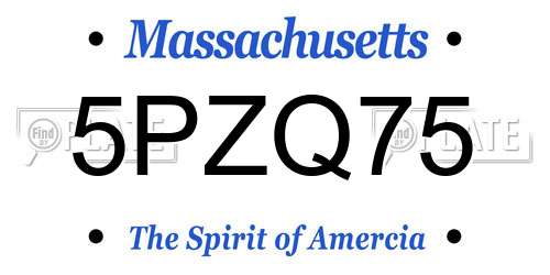 5PZQ75 Massachusetts License Plate
