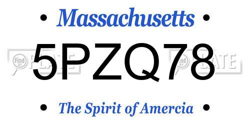 5PZQ78 Massachusetts License Plate
