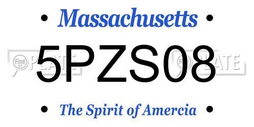 5PZS08 Massachusetts License Plate