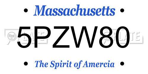 5PZW80 Massachusetts License Plate