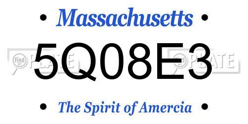 5Q08E3 Massachusetts License Plate
