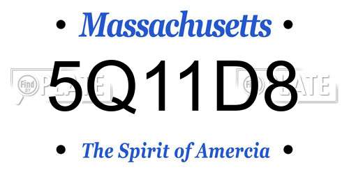 5Q11D8 Massachusetts License Plate