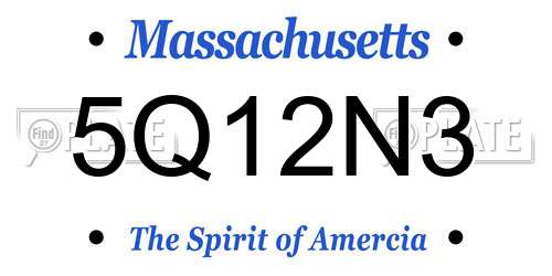 5Q12N3 Massachusetts License Plate