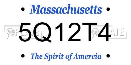 5Q12T4 Massachusetts License Plate