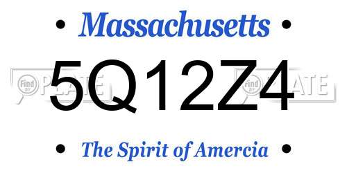 5Q12Z4 Massachusetts License Plate