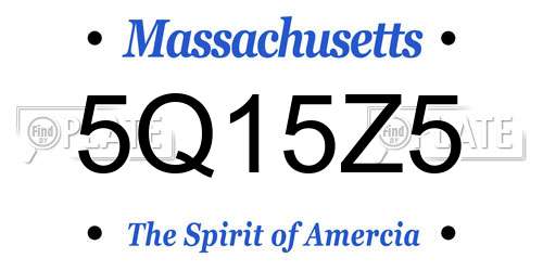 5Q15Z5 Massachusetts License Plate