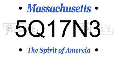 5Q17N3 Massachusetts License Plate