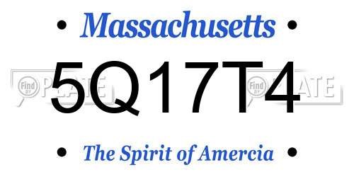 5Q17T4 Massachusetts License Plate