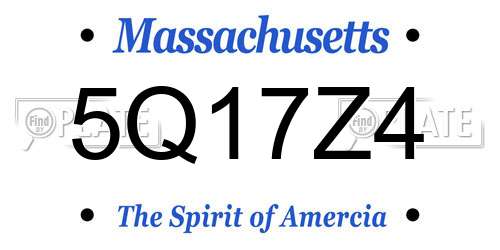 5Q17Z4 Massachusetts License Plate