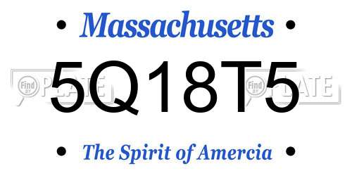 5Q18T5 Massachusetts License Plate