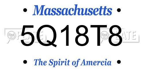 5Q18T8 Massachusetts License Plate