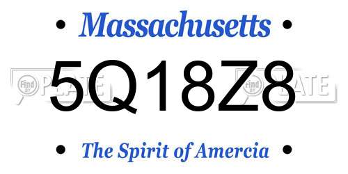 5Q18Z8 Massachusetts License Plate