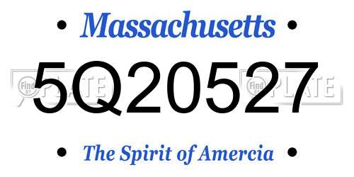 5Q20527 Massachusetts License Plate
