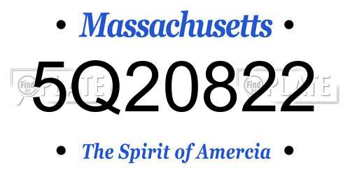 5Q20822 Massachusetts License Plate