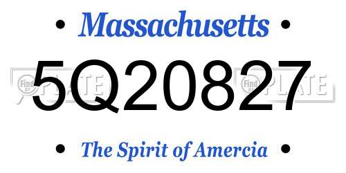 5Q20827 Massachusetts License Plate