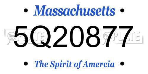 5Q20877 Massachusetts License Plate