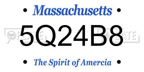 5Q24B8 Massachusetts License Plate