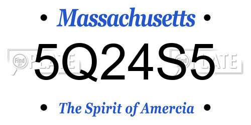 5Q24S5 Massachusetts License Plate