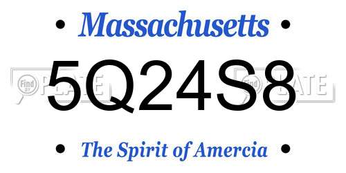 5Q24S8 Massachusetts License Plate