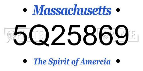 5Q25869 Massachusetts License Plate