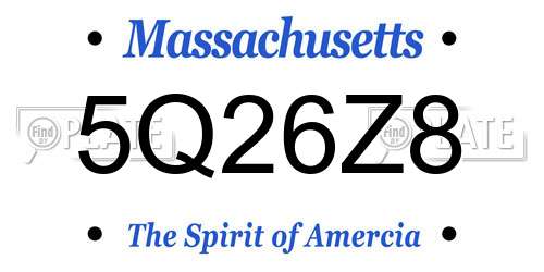 5Q26Z8 Massachusetts License Plate
