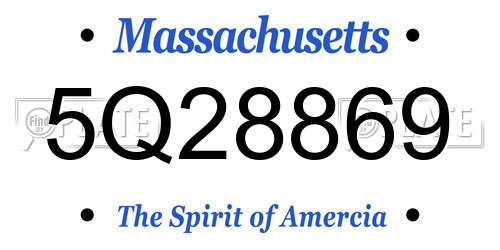 5Q28869 Massachusetts License Plate