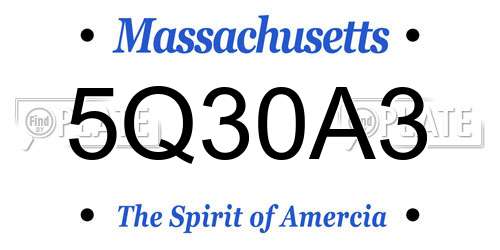 5Q30A3 Massachusetts License Plate