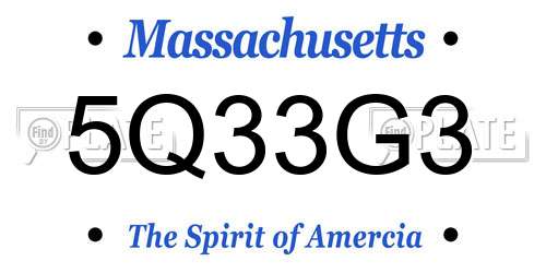 5Q33G3 Massachusetts License Plate