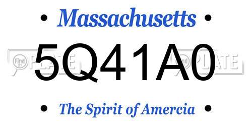 5Q41A0 Massachusetts License Plate