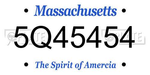 5Q45454 Massachusetts License Plate