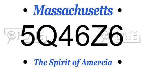 5Q46Z6 Massachusetts License Plate
