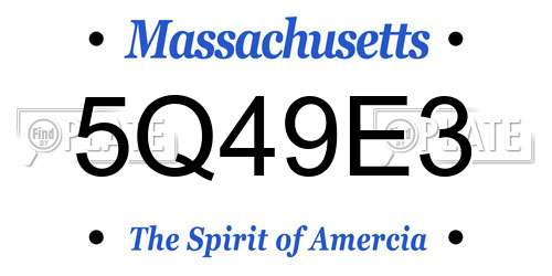 5Q49E3 Massachusetts License Plate
