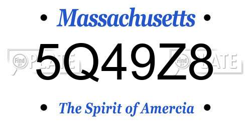 5Q49Z8 Massachusetts License Plate