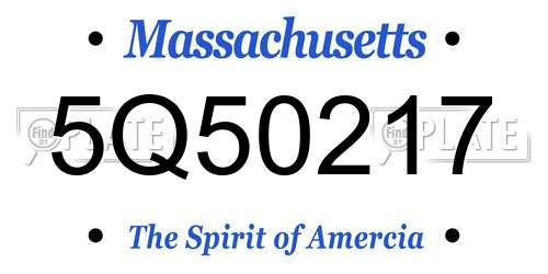 5Q50217 Massachusetts License Plate