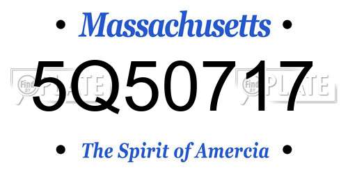 5Q50717 Massachusetts License Plate