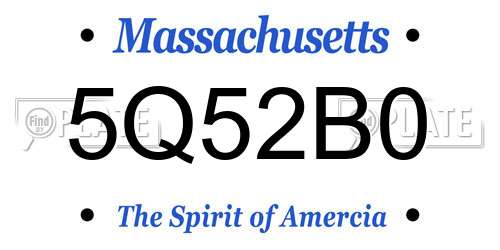 5Q52B0 Massachusetts License Plate
