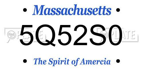 5Q52S0 Massachusetts License Plate